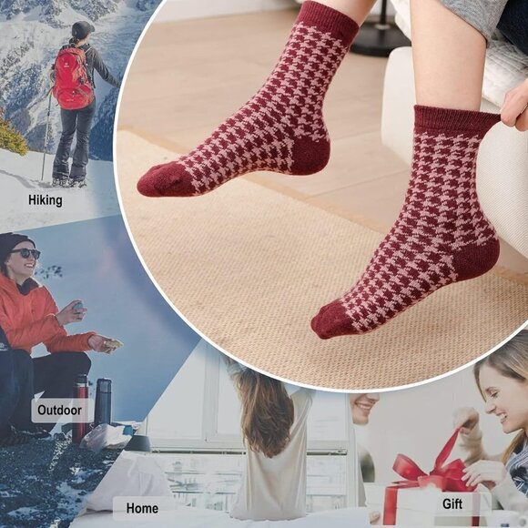 Women Winter Warm Socks for Ladies Cozy Crew Socks 6 Pairs - 13038/Mix Grids - Picture 5 of 5